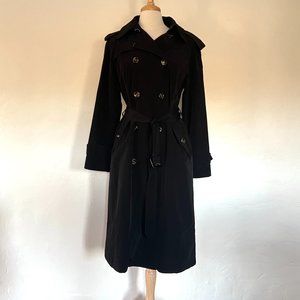 London Fog Classic Black Belted Trench Coat Size Medium